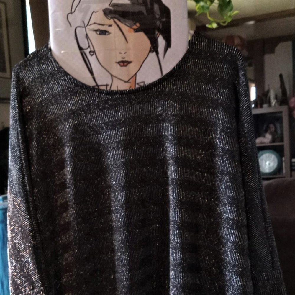 Gently used A soft metallic black & silver top by Alfani